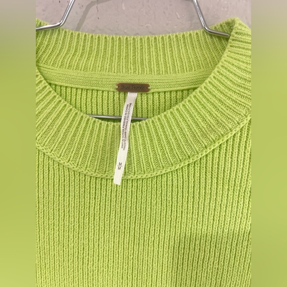 Free People Womens Easy Street Ribbed Knit Tunic Sweater Top Med Citron Green - Picture 10 of 13